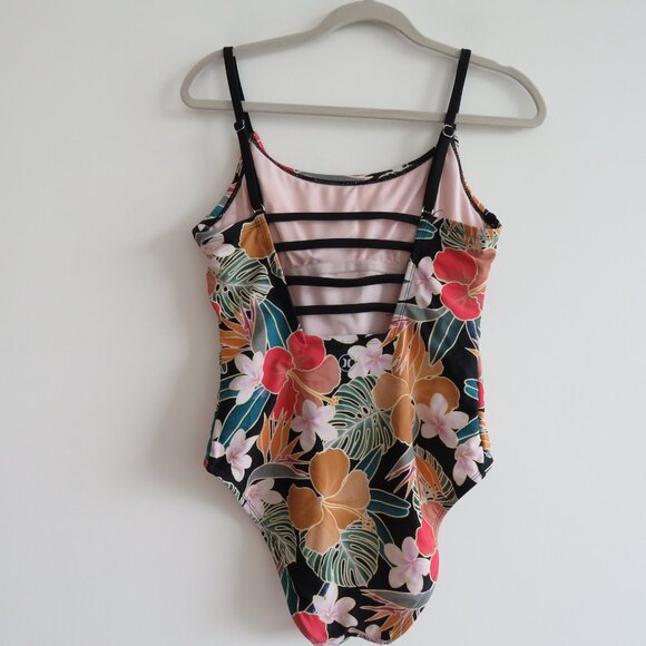 HURLEY Hawaiian Floral UPF 50+ Stretch Midweight One Piece Swimsuit - Size M - Picture 9 of 16